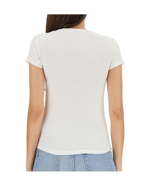Isabel Marant White Slim Fit Fine Ribbed Top