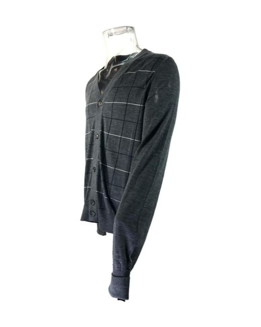 Dunhill Gray V-Neck Long-Sleeved Sweater for men