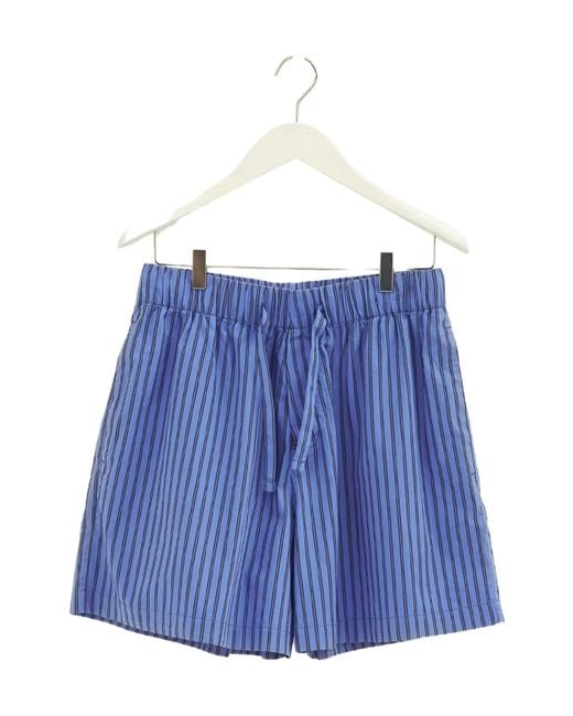 Tekla Blue Striped Drawstring Pajama Shorts for men