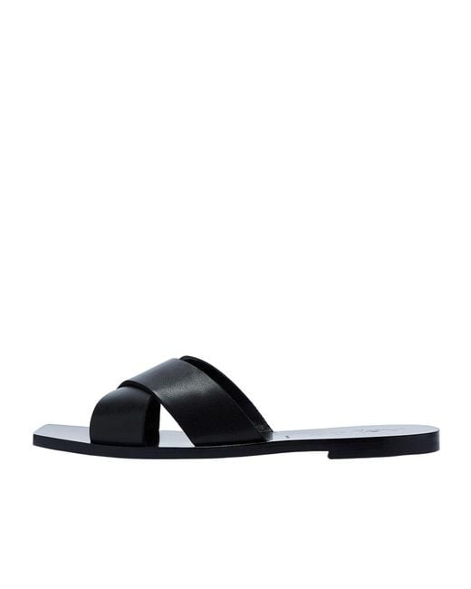 Aeyde Black Minimalist Flat Sandals