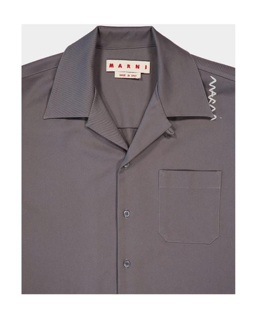 Marni Gray Piqué-Weave Drop Shoulder Shirt for men