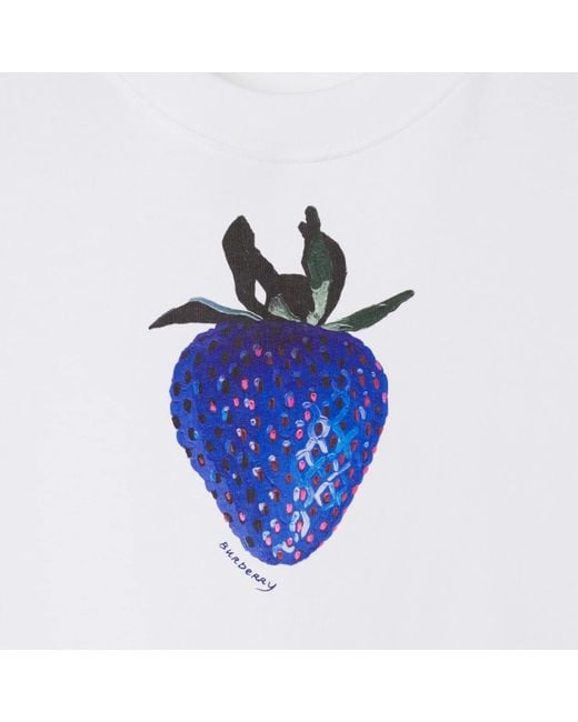 Burberry White Strawberry-Printed Crewneck T-Shirt