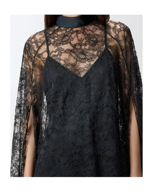 Pinko Black Long-Sleeved Mini Lace Dress
