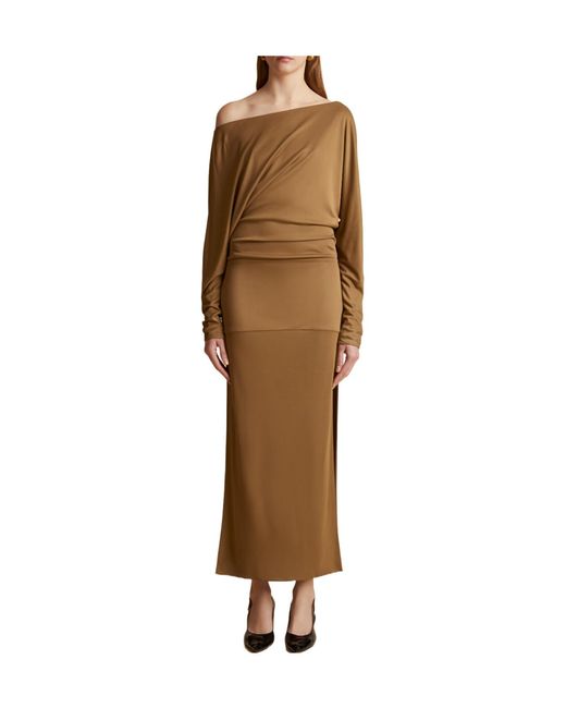 Khaite Brown Junet Draped Maxi Dress