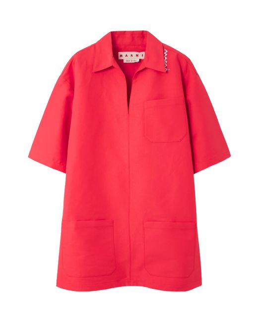 Marni Oversized Embroidered Cotton Mini Dress