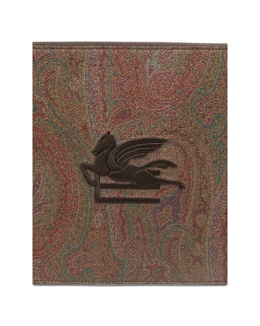 Etro Brown Paisley Logo Wristlet Bag for men