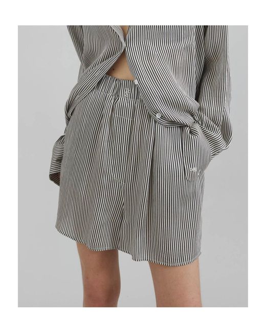 Frankie Shop Gray Lui Striped Silk Boxer Shorts