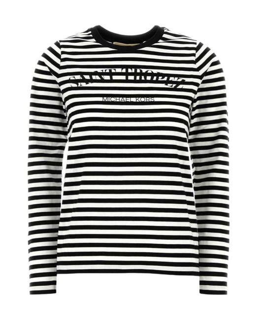MICHAEL Michael Kors Black Embroidered Stripe T-Shirt