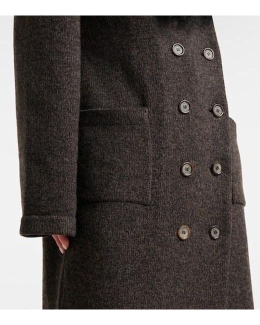 Magda Butrym Black Shearling-Trimmed Cashmere Coat