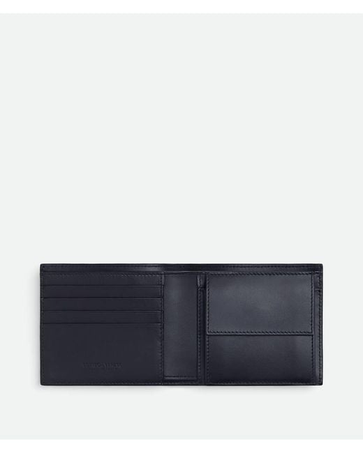 Bottega Veneta Blue Intrecciato Bi-Fold Wallet With Coin Purse for men
