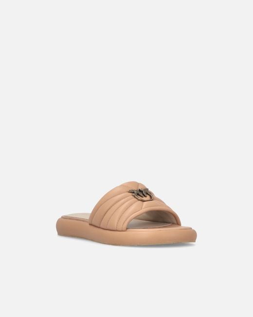 Pinko Brown Fiona 03 Logo Appliqué Slippers