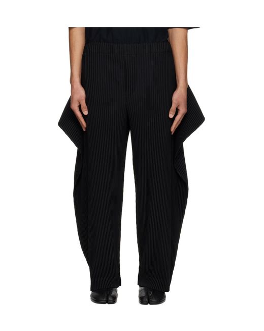 Homme Plissé Issey Miyake Black Pleated Cropped Trousers for men