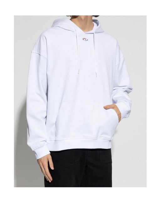 DIESEL White Boxt-Hood-Dco Hoodie for men