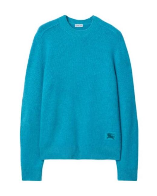 Burberry Blue Ekd Intarsia-Knit Crewneck Jumper for men