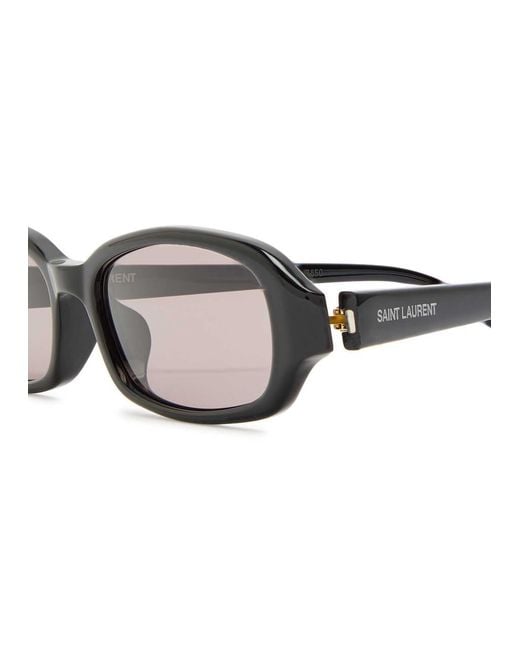Saint Laurent White Erin Narrow Rectangle-Frame Sunglasses