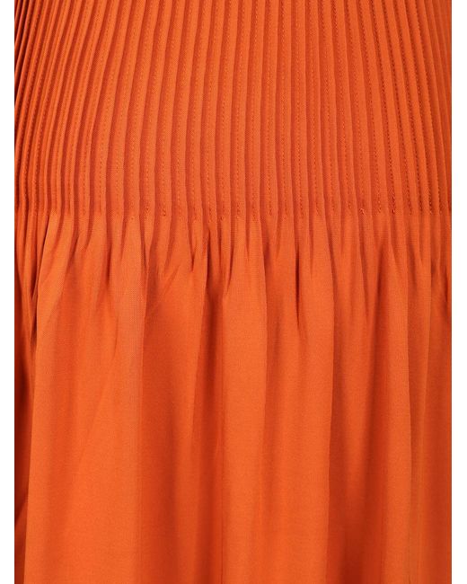 Totême  Orange Knife-Pleated Maxi Dress