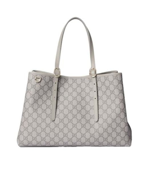 Gucci Gray Gg Emblem Large Tote Bag