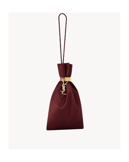 Saint Laurent Red Evening Logo Plaque Pouch