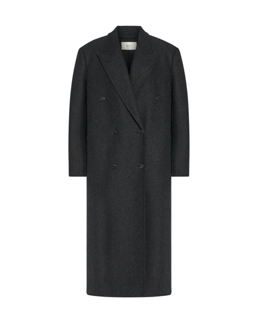 The Row Black Hariet Double-Breasted Mid-Length Coat