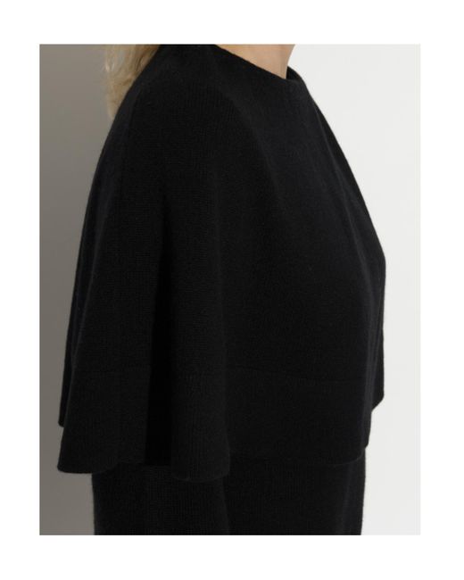 Lisa Yang Black Jaylani Cape-Overlay Knitted Sweater