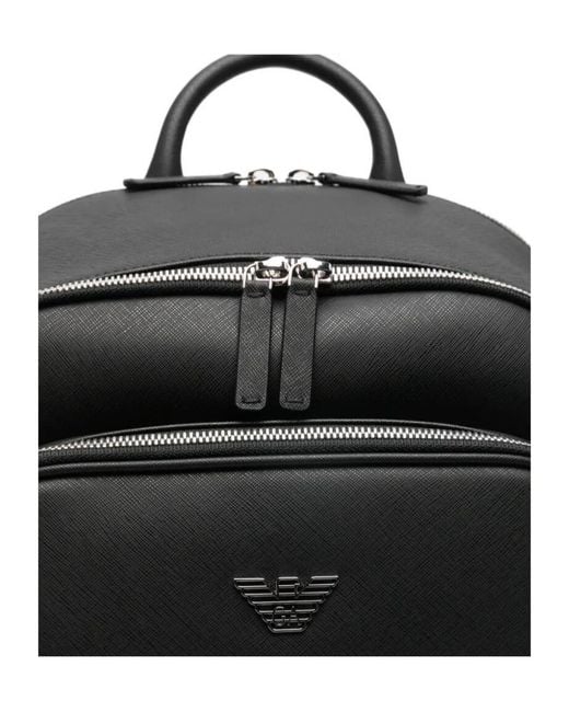 Emporio Armani Black Backpack With A Metallic Logo And-Tone Zips for men