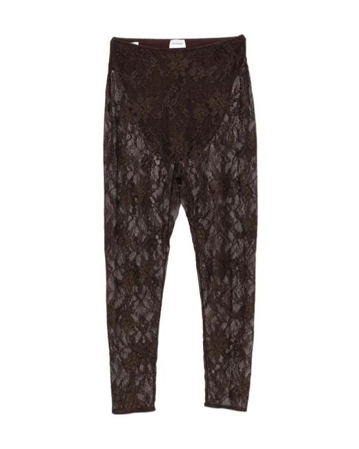 ANDAMANE Gray Loli Lace-Pattern Cropped Leggings