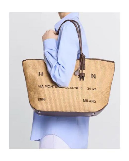Hogan Natural Logo Detail Top Handle Bag