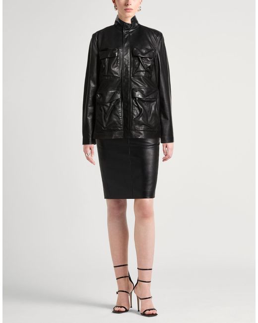 DIESEL Black Minimalist Solid Color Leather Jacket