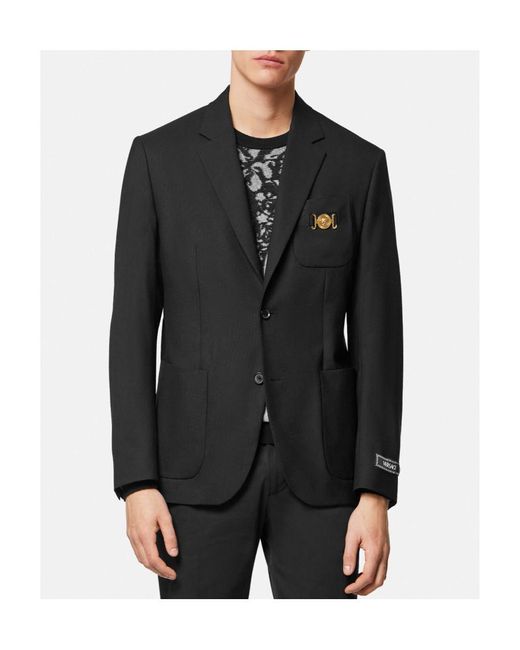 Versace Black Single-Breasted Tailored Blazer for men