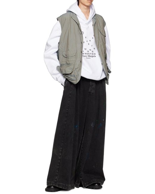 Maison Margiela White Logo Printed Long-Sleeved Hoodie for men