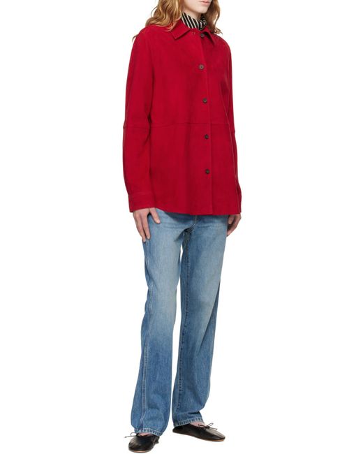 Totême  Red Buttoned Suede Overshirt