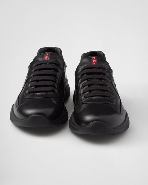 Prada Black America's Cup Nappa Leather Sneakers for men