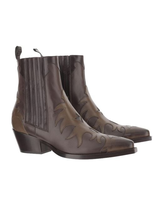 Sartore Brown Western Ankle Boots