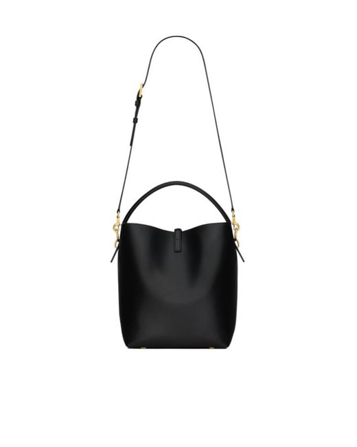 Saint Laurent Black Le 37 Logo Plaque Shoulder Bag