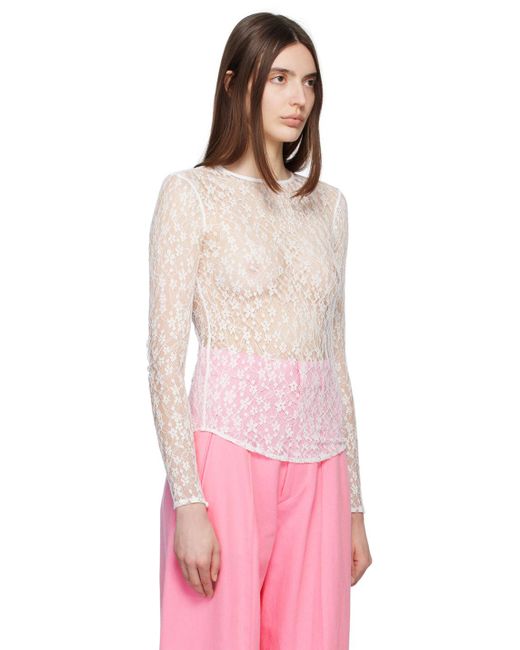 Isabel Marant White Toyela Lace Crewneck Top