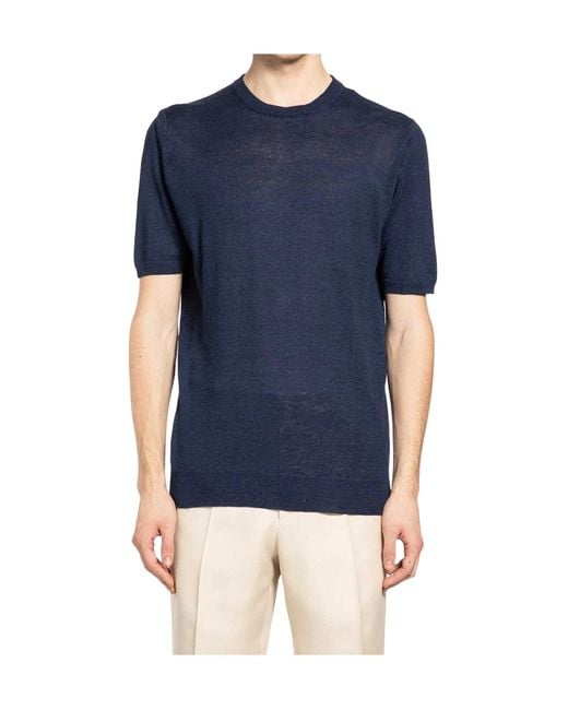 Lardini Blue Short-Sleeved T-Shirt for men
