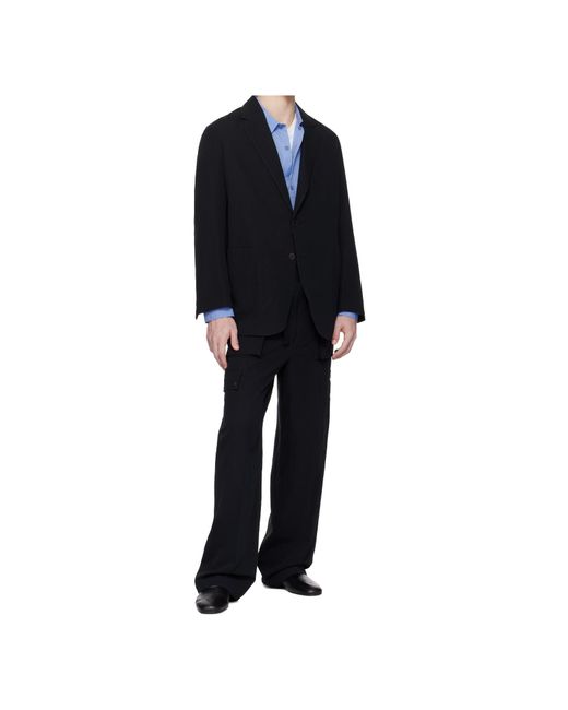 Auralee Black Wide-Leg Overalls for men