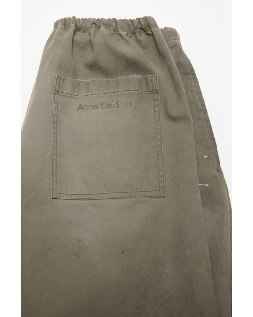 Acne Gray Washed Cotton Trousers for men