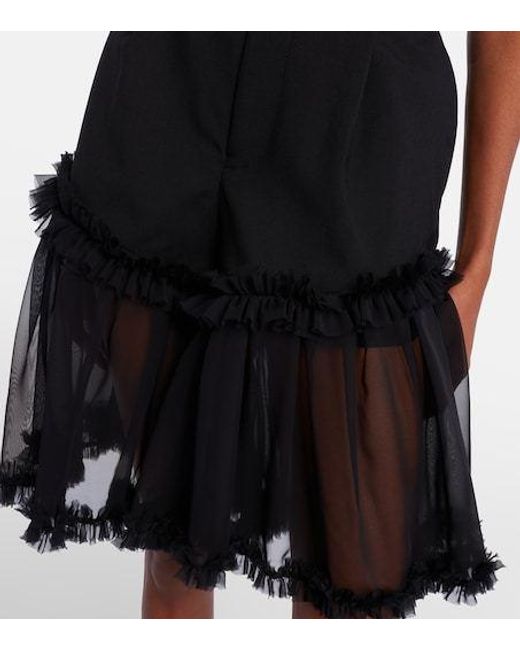 Comme des Garçons Black Ruffled Tulle And Wool Shorts