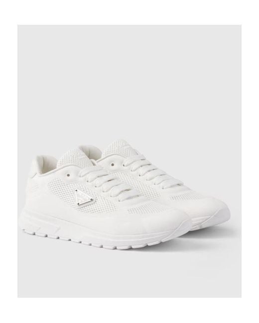 Prada White Prax 2.0 Lace-Up Sneakers