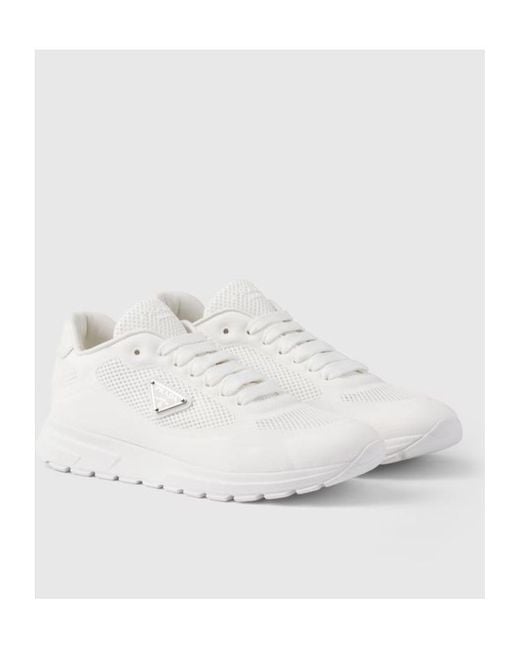 Prada White Prax 2.0 Lace-Up Sneakers