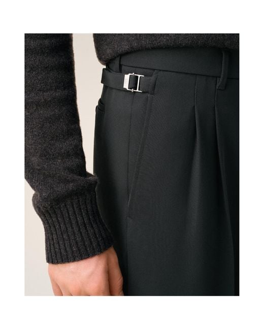 AMI Black Wool Low Waist Wide Pants for men