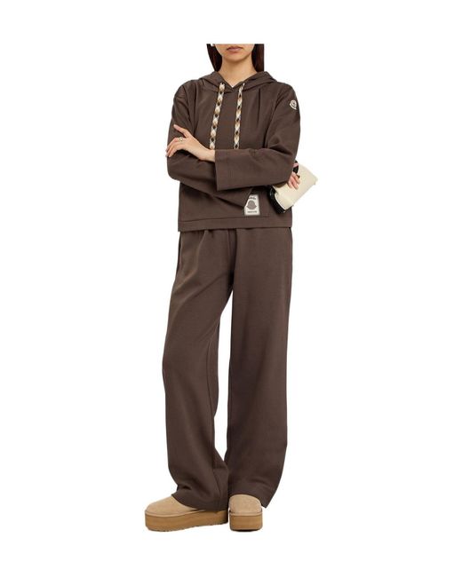 Moncler Brown Wide-Leg Cotton-Blend Sweatpants