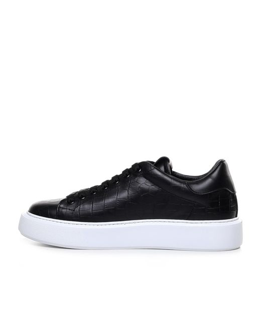Giuliano Galiano Black Croc-Embossed Sneakers for men