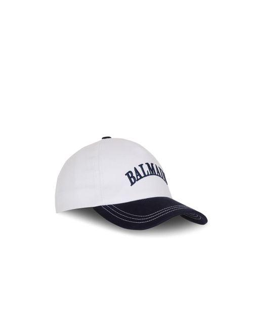 Balmain White Two-Tone Cotton Cap for men