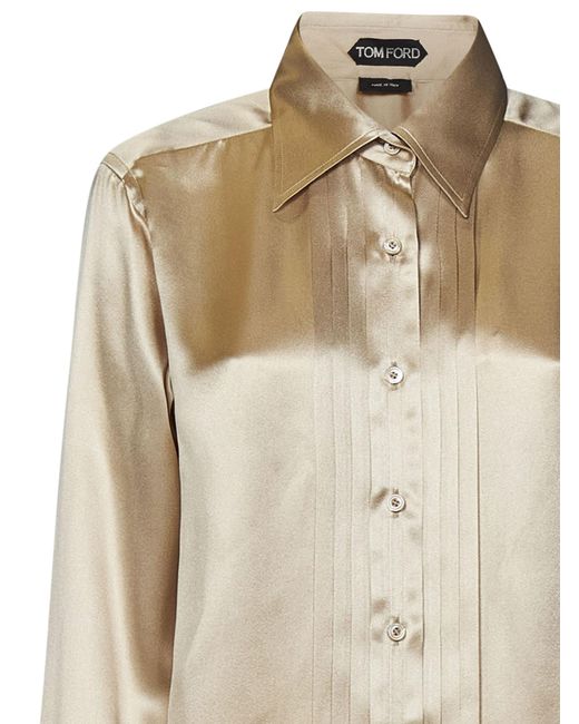 Tom Ford Natural Long-Sleeved Lapel Shirt