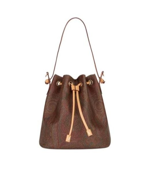 Etro Brown Paisley Bucket Bag