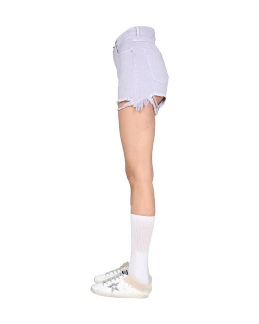Golden Goose Deluxe Brand Purple Distressed Hem Denim Shorts
