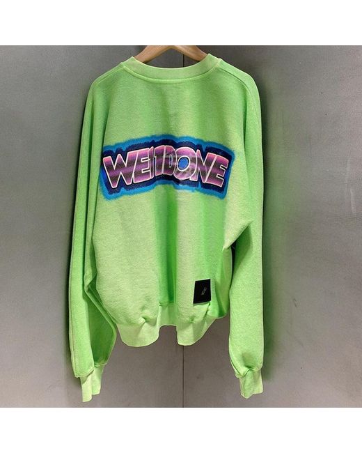 we11done Green Logo-Patch Logo-Print Relaxed Sweatshirt