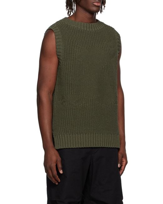we11done Black Cotton Rib Knitted Vest